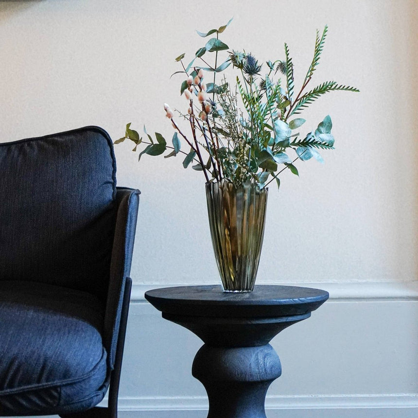 Amber Rippled Glass Vase H20Cm W14Cm Luxury Home Decor Garden & Outdoor And Gifts