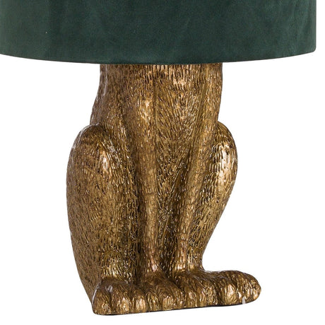 Antique Gold Hare Table Lamp With Green Velvet Shade Luxury Home Decor Garden & Outdoor And Gifts