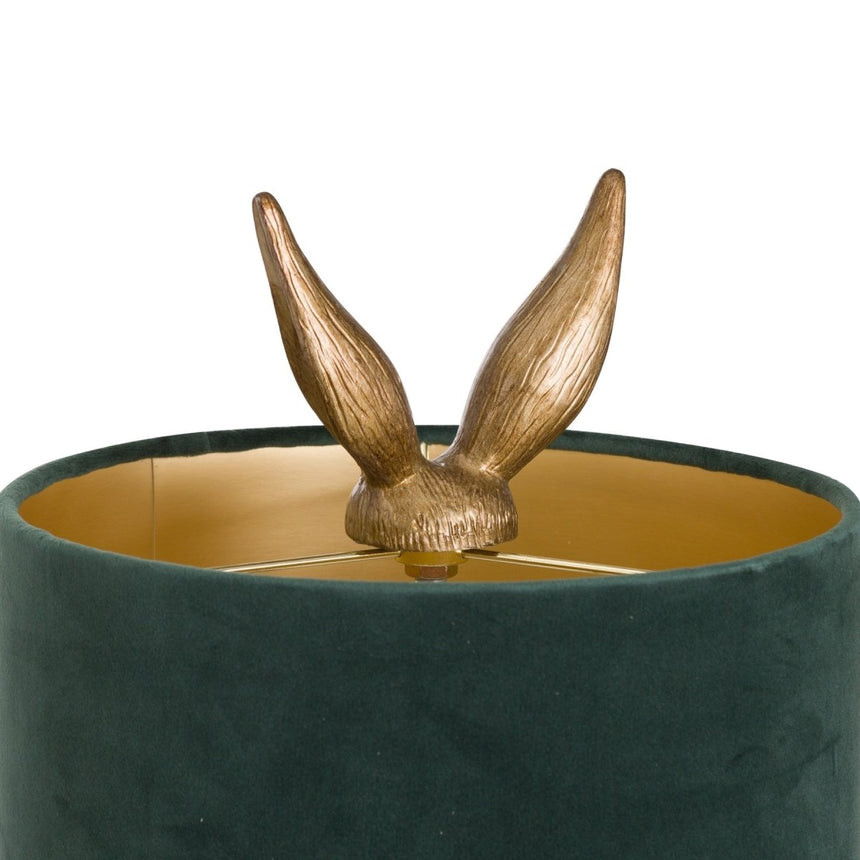 Antique Gold Hare Table Lamp With Green Velvet Shade Luxury Home Decor Garden & Outdoor And Gifts
