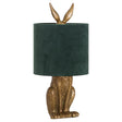Antique Gold Hare Table Lamp With Green Velvet Shade Luxury Home Decor Garden & Outdoor And Gifts