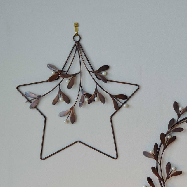 Antique Gold Star Mistletoe Wreath W31cm Luxury Home Decor Garden & Outdoor And Gifts