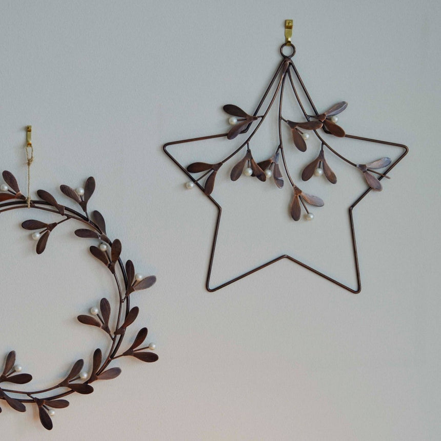 Antique Gold Star Mistletoe Wreath W31cm Luxury Home Decor Garden & Outdoor And Gifts
