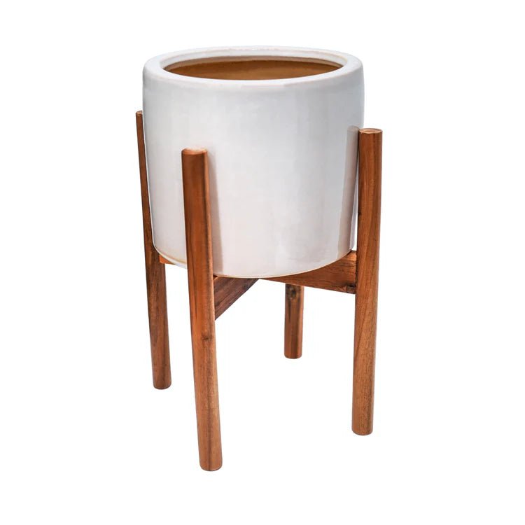 Anzio Indoor Planter w/Legs White Ceramic - Mid Century Design - Premium Glaze Waterproof Quality Home Decor Garden & Outdoor Living and Gifts