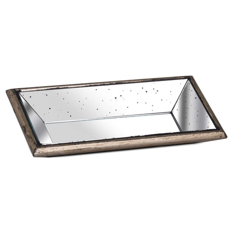 Astor Distressed Mirrored Display Tray With Wooden Detailing - Kitchen & Tableware UK Serving Trays - Decor Sanctuary UK curated collection of luxury home decor