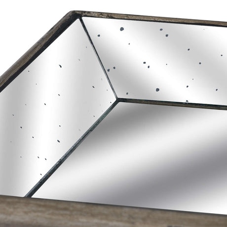 Astor Distressed Mirrored Tray With Wooden Detailing - Kitchen & Tableware UK Serving Trays - Decor Sanctuary UK curated collection of luxury home decor