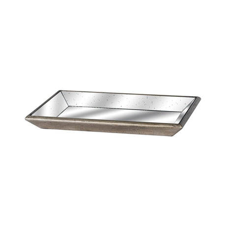 Astor Distressed Mirrored Tray With Wooden Detailing - Kitchen & Tableware UK Serving Trays - Decor Sanctuary UK curated collection of luxury home decor