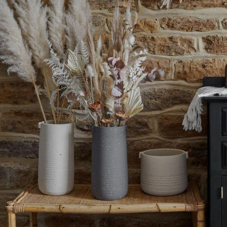 Aurora Terrazzo Minimalist Stone Grey Tall Cylinder Vase Quality Home Decor Garden & Outdoor Living and Gifts