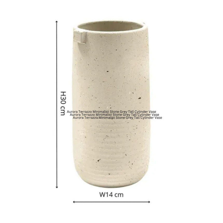 Aurora Terrazzo Minimalist Warm Oat Tall Cylinder Vase Quality Home Decor Garden & Outdoor Living and Gifts