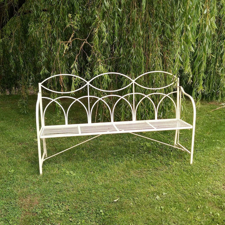Battersea Decorative Garden Bench - 3 Seat Cream - Classic Reeded Design Style Quality Home Decor Garden & Outdoor Living and Gifts