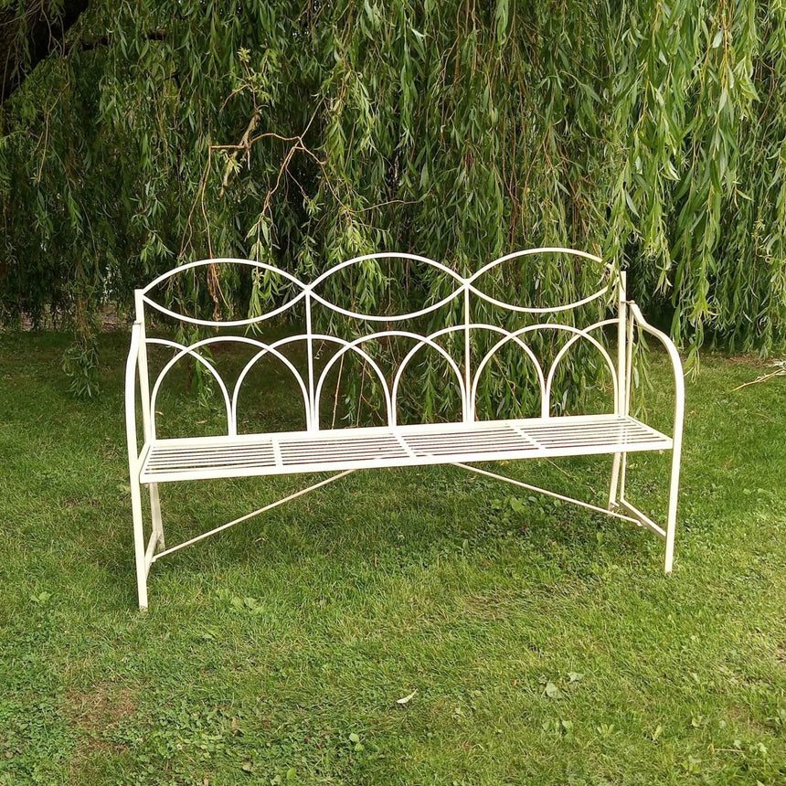 Battersea Decorative Garden Bench - 3 Seat Cream - Classic Reeded Design Style Quality Home Decor Garden & Outdoor Living and Gifts