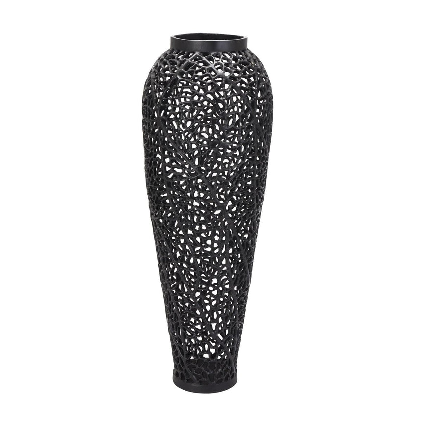 Black Cast Lattice Large Vase Luxury Home Decor Garden & Outdoor And Gifts