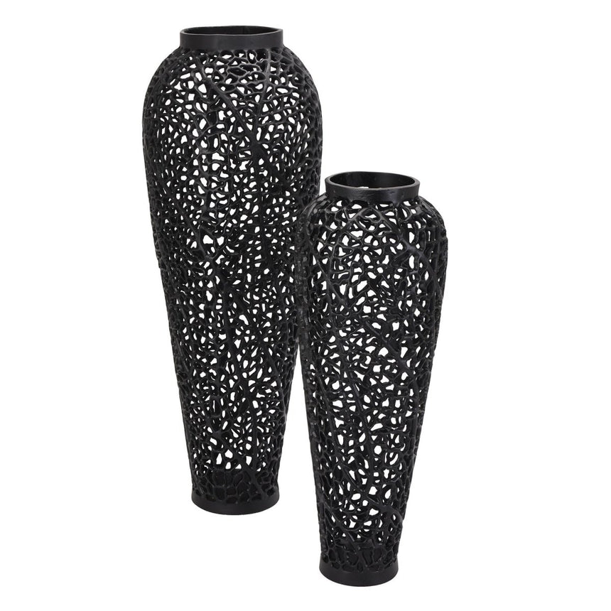 Black Cast Lattice Large Vase Luxury Home Decor Garden & Outdoor And Gifts