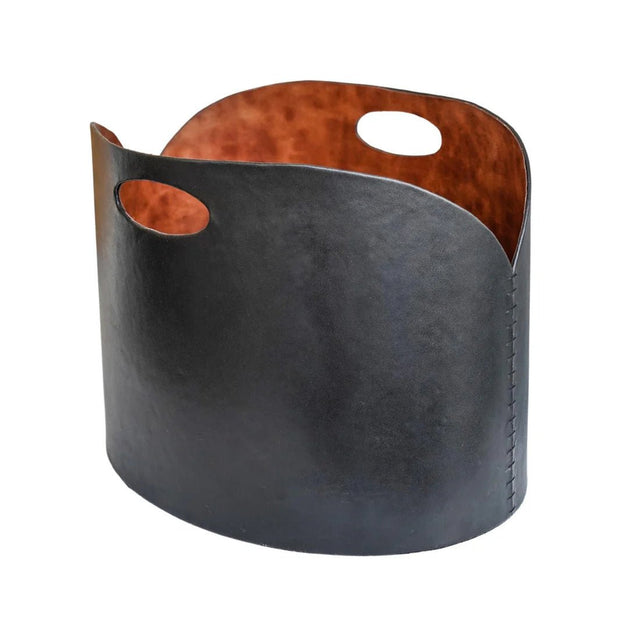 Black Faux Leather Log Bucket H30cm W40cm Luxury Home Decor Garden & Outdoor And Gifts