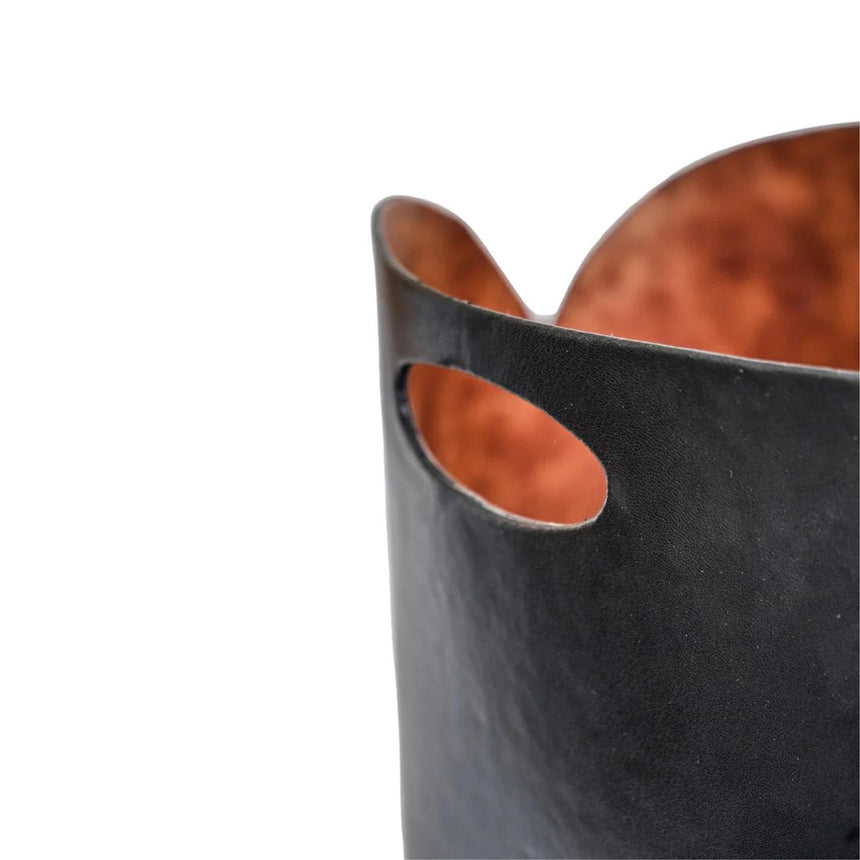 Black Faux Leather Log Bucket H30cm W40cm Luxury Home Decor Garden & Outdoor And Gifts