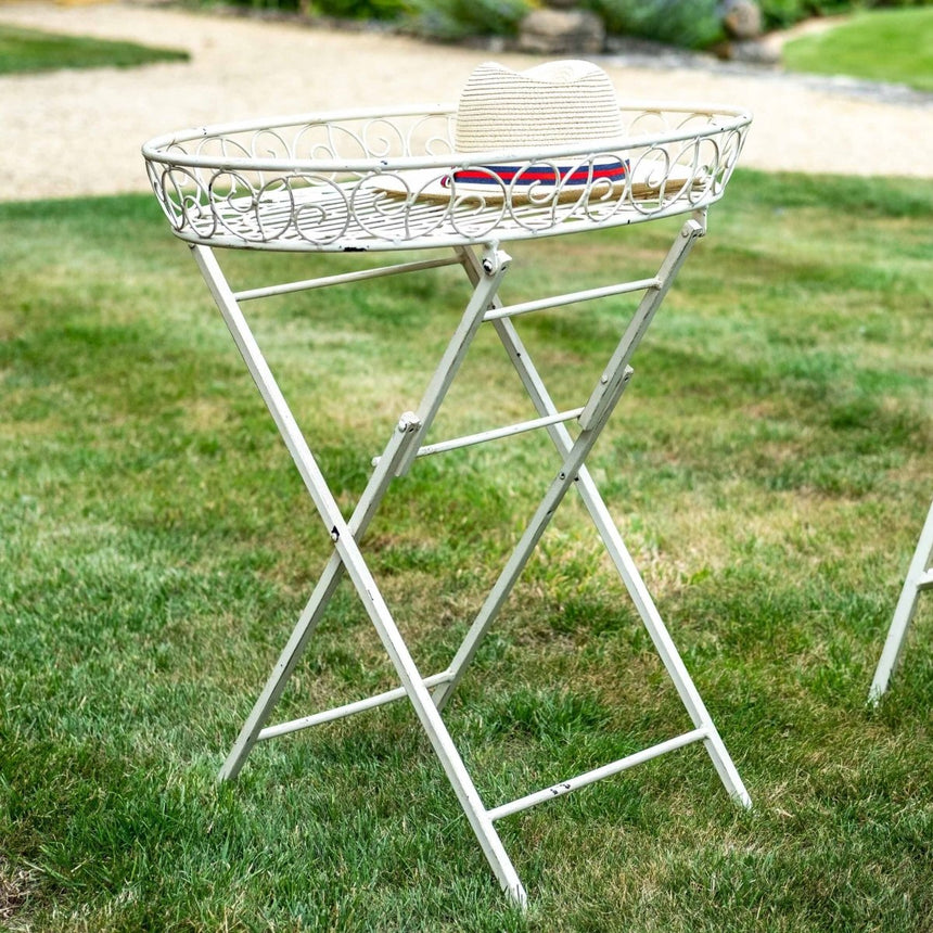 Blaisdon Cream Garden Butlers Occasional Table - Antique English Country Garden Style Quality Home Decor Garden & Outdoor Living and Gifts