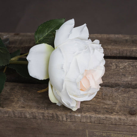 Blush Garden Rose - Realistic Artificial Flower Single Stem Luxury Home Decor Garden & Outdoor And Gifts