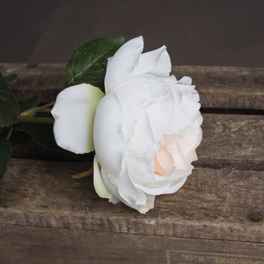 Blush Garden Rose - Realistic Artificial Flower Single Stem Luxury Home Decor Garden & Outdoor And Gifts