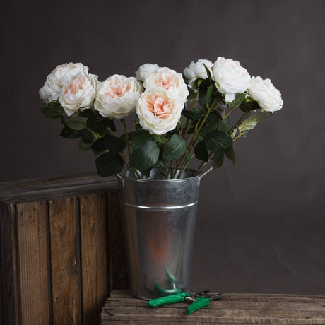Blush Garden Rose - Realistic Artificial Flower Single Stem Luxury Home Decor Garden & Outdoor And Gifts