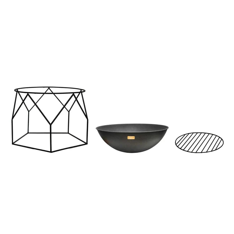 Buckingham Large Garden Fire Pit Black Metal - Geometric Design, UV Stable, Frost Resistant Quality Home Decor Garden & Outdoor Living and Gifts