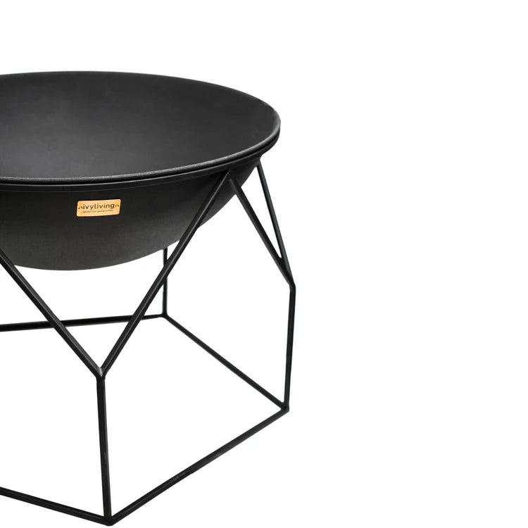 Buckingham Large Garden Fire Pit Black Metal - Geometric Design, UV Stable, Frost Resistant Quality Home Decor Garden & Outdoor Living and Gifts