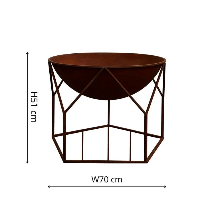 Buckingham Large Garden Fire Pit Rust Finish - Geometric Design, UV Stable, Frost Resistant Quality Home Decor Garden & Outdoor Living and Gifts