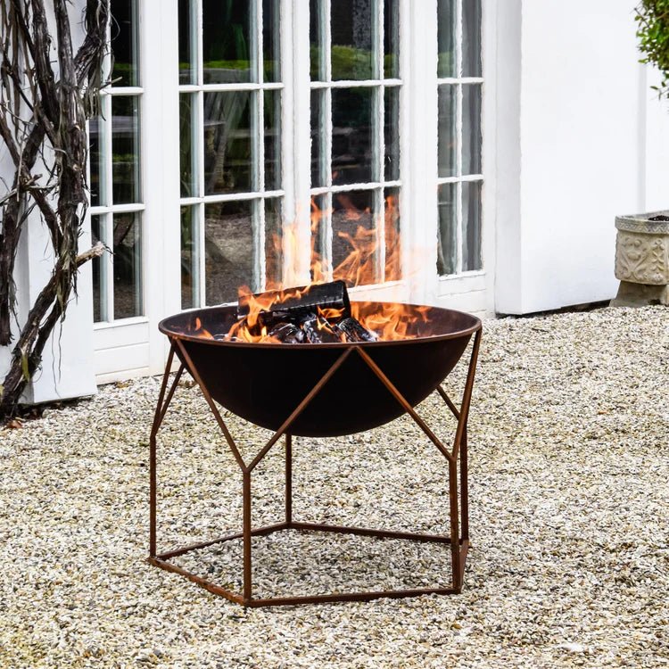Buckingham Large Garden Fire Pit Rust Finish - Geometric Design, UV Stable, Frost Resistant Quality Home Decor Garden & Outdoor Living and Gifts