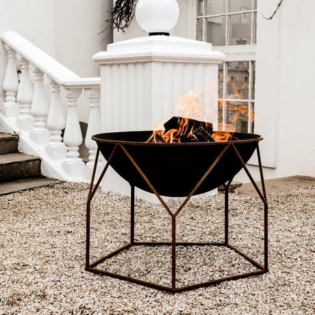 Buckingham Large Garden Fire Pit Rust Finish - Geometric Design, UV Stable, Frost Resistant Quality Home Decor Garden & Outdoor Living and Gifts
