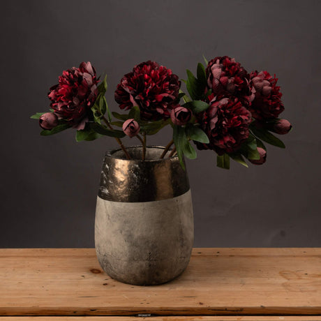 Burgundy Peony Rose - Realistic Artificial Flower Single Stem Luxury Home Decor Garden & Outdoor And Gifts