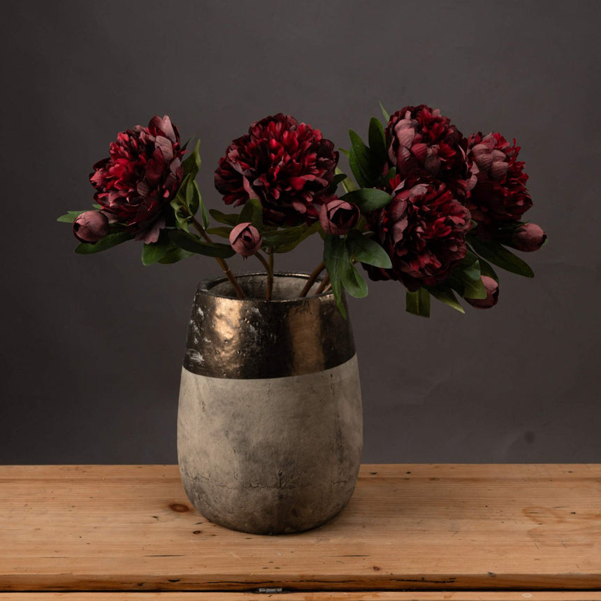 Burgundy Peony Rose - Realistic Artificial Flower Single Stem Luxury Home Decor Garden & Outdoor And Gifts