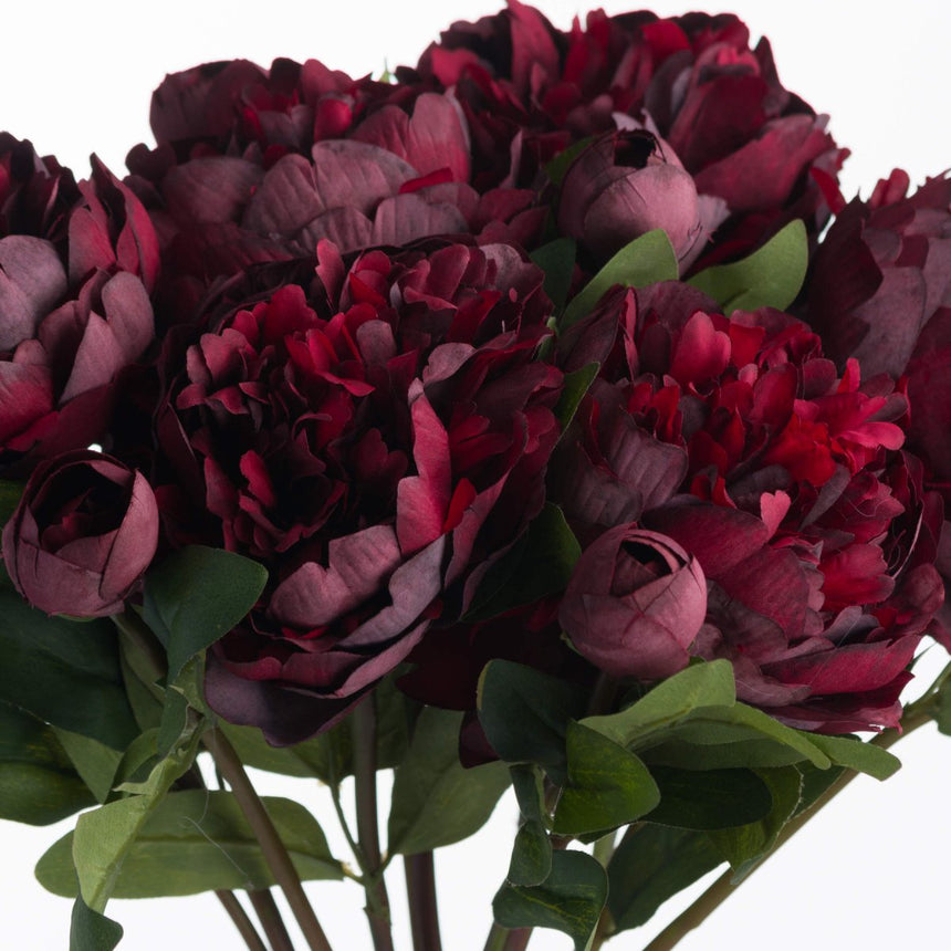 Burgundy Peony Rose - Realistic Artificial Flower Single Stem Luxury Home Decor Garden & Outdoor And Gifts