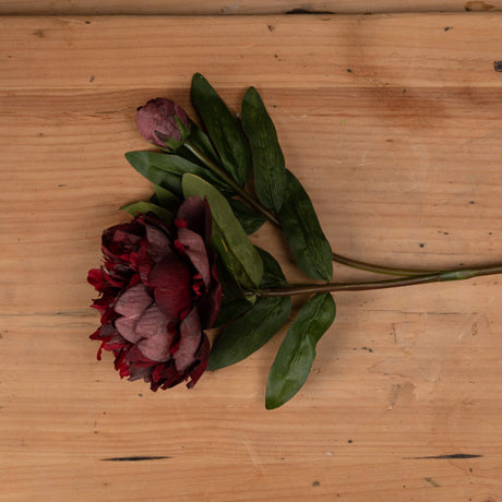 Burgundy Peony Rose - Realistic Artificial Flower Single Stem Luxury Home Decor Garden & Outdoor And Gifts
