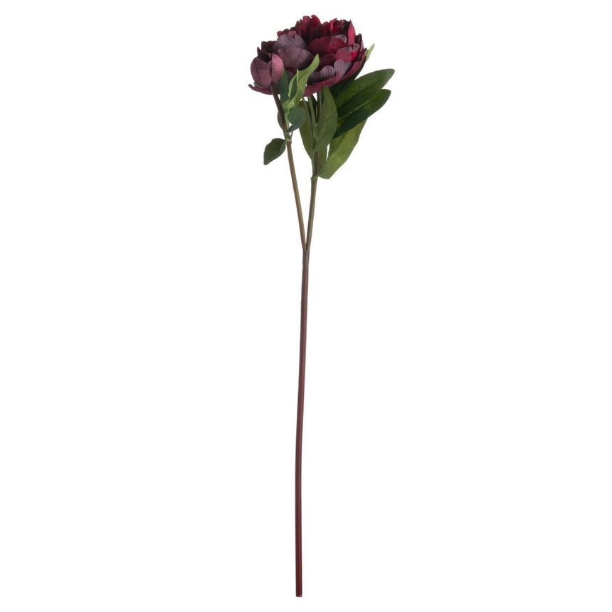Burgundy Peony Rose - Realistic Artificial Flower Single Stem Luxury Home Decor Garden & Outdoor And Gifts