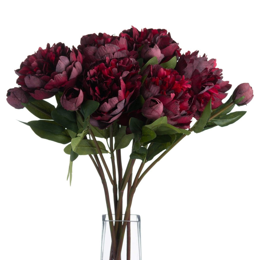 Burgundy Peony Rose - Realistic Artificial Flower Single Stem Luxury Home Decor Garden & Outdoor And Gifts