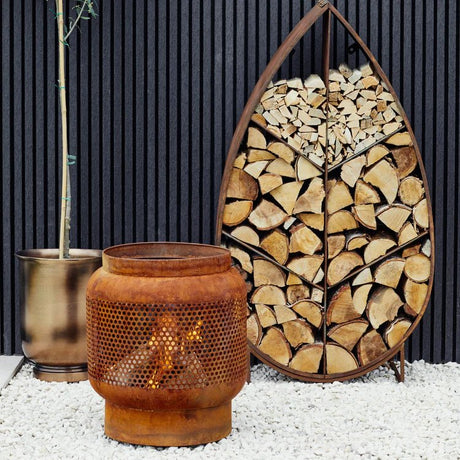 Buttermere Large Basket Fire Pit Rust Finish - Metal, Frost Resistant, UV Stable Quality Home Decor Garden & Outdoor Living and Gifts