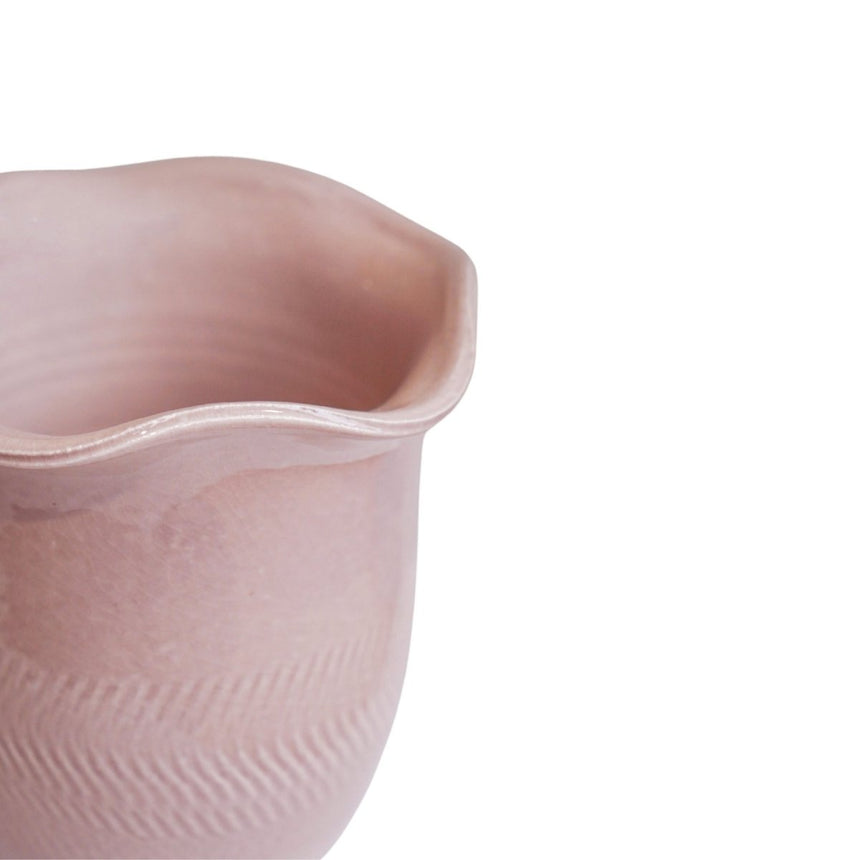 Camellia Indoor Planter Blush Pink Ceramic - Scalloped Edge, Waterproof, Handfinished Quality Home Decor Garden & Outdoor Living and Gifts