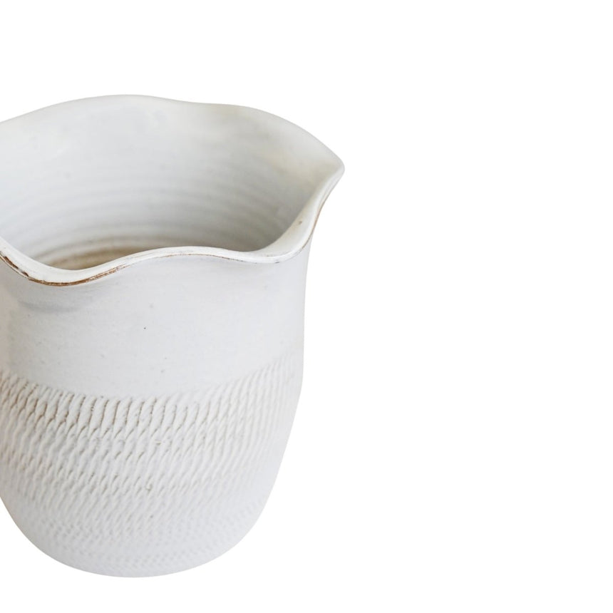 Camellia Indoor Planter White Ceramic - Scalloped Edge, Waterproof, Handfinished Quality Home Decor Garden & Outdoor Living and Gifts