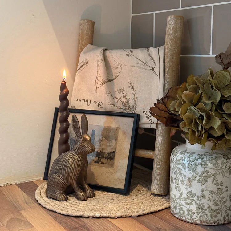 Cast Aluminium Hare Candle Holder Antique Brass Quality Home Decor Garden & Outdoor Living and Gifts