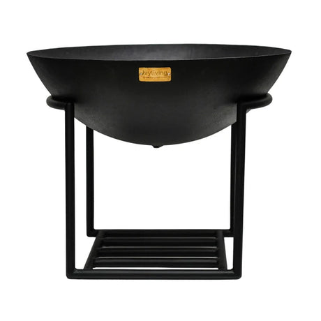 Cast Iron Garden Fire Pit/Bowl Black On Geometric Stand - Rustic, Frost Resistant, UV Stable Quality Home Decor Garden & Outdoor Living and Gifts
