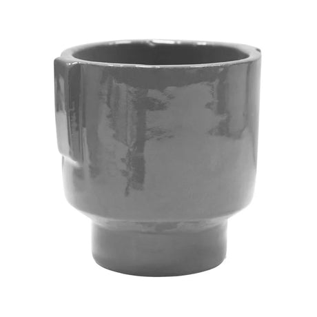 Charcoal Grey Stoneware Indoor Planter - Glazed Handles Luxury Home Decor Garden & Outdoor And Gifts