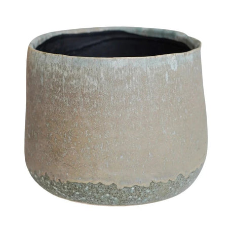 Chic Grey Ceramic Indoor Planter - Round Rustic Design Luxury Home Decor Garden & Outdoor And Gifts