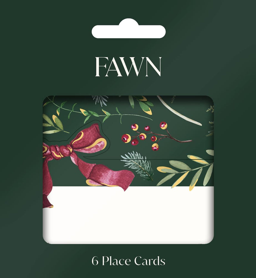 Christmas Place Cards - Fawn Mistletoe Floral Design - Pack of 6 Quality Home Decor Garden & Outdoor Living and Gifts