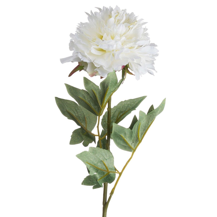 Classic White Peony - Realistic Artificial Flower Single Stem Luxury Home Decor Garden & Outdoor And Gifts
