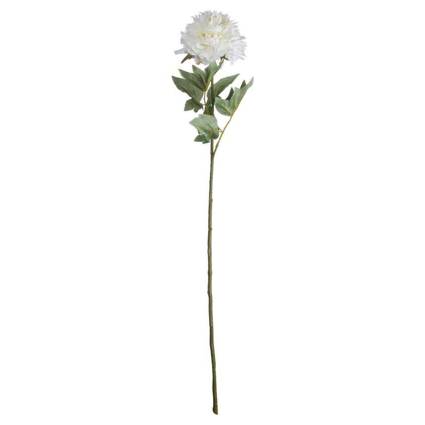 Classic White Peony - Realistic Artificial Flower Single Stem Luxury Home Decor Garden & Outdoor And Gifts