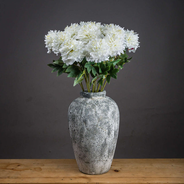 Classic White Peony - Realistic Artificial Flower Single Stem Luxury Home Decor Garden & Outdoor And Gifts