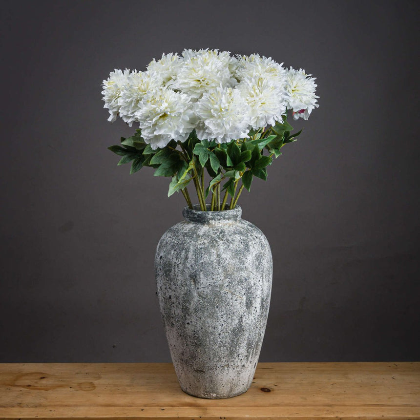 Classic White Peony - Realistic Artificial Flower Single Stem Luxury Home Decor Garden & Outdoor And Gifts