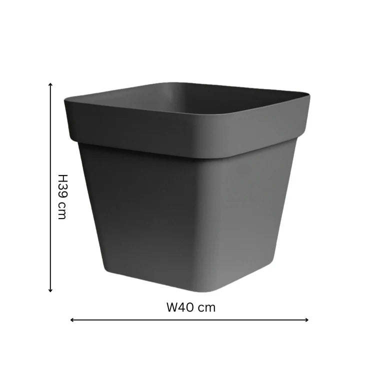 Cleo Outdoor Square Planter Black w/Wheels - Built - in Drainage, 100% RCE, Frost Resistant Quality Home Decor Garden & Outdoor Living and Gifts