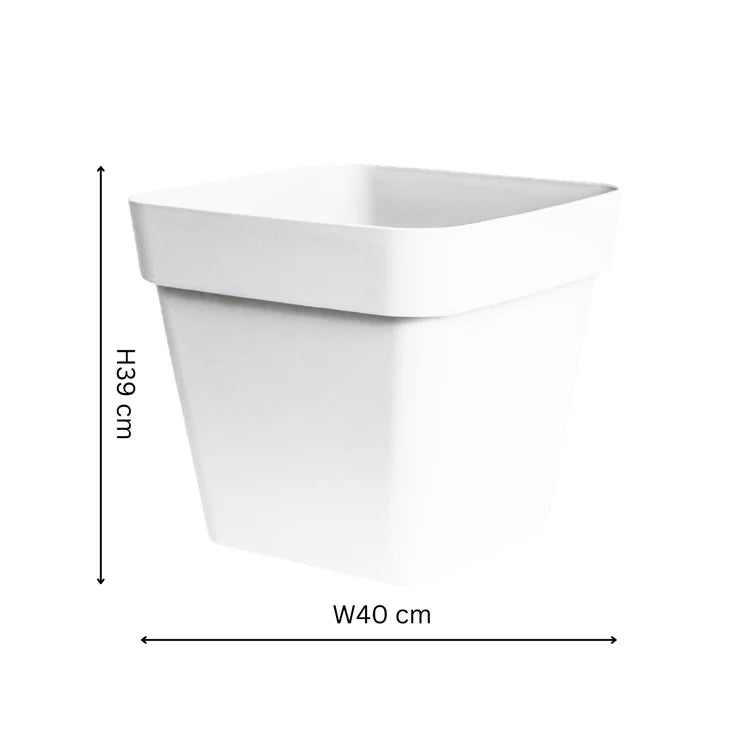 Cleo Outdoor Square Planter White w/Wheels - Frost Resistant Built - in Drainage Quality Home Decor Garden & Outdoor Living and Gifts