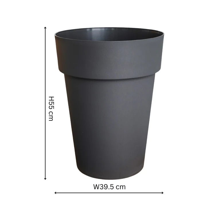 Cleo Outdoor Vase/High Planter Black w/Wheels - Tall Large, Built - in Drainage, 100% Recyclable Quality Home Decor Garden & Outdoor Living and Gifts
