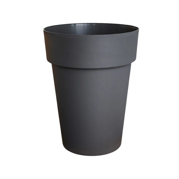 Cleo Outdoor Vase/High Planter Black w/Wheels - Tall Large, Built - in Drainage, 100% Recyclable Quality Home Decor Garden & Outdoor Living and Gifts