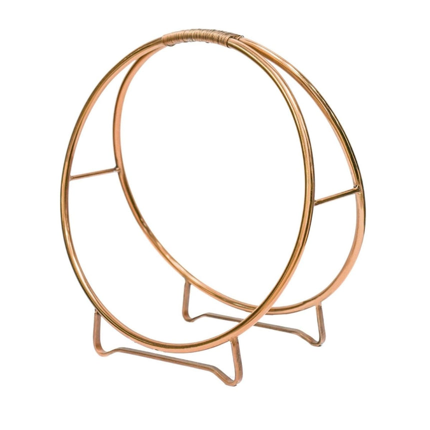 Contemporary Round Copper Log Holder 42cm Luxury Home Decor Garden & Outdoor And Gifts